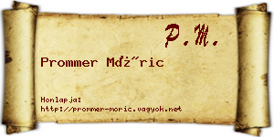 Prommer Móric névjegykártya